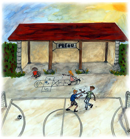 la-mouflette-aquarelle-la-cour-de-recreation